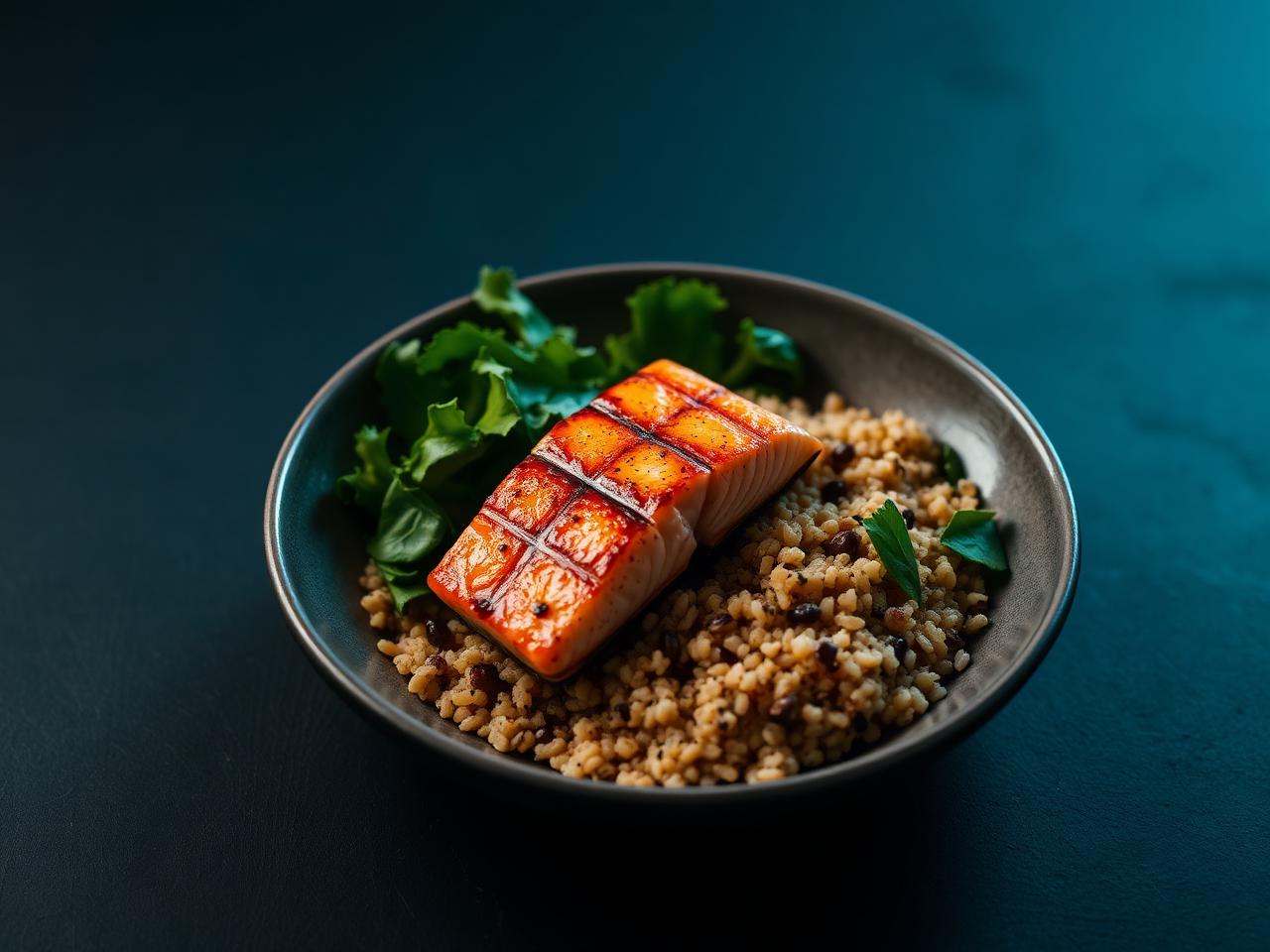 Performance meal bowl with salmon and quinoa